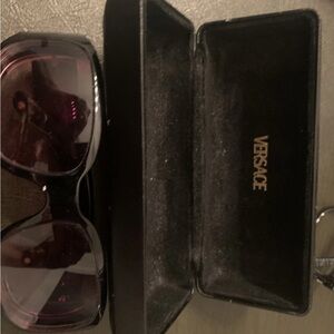 Versace Black Frame Sunglasses with Purple Lenses
